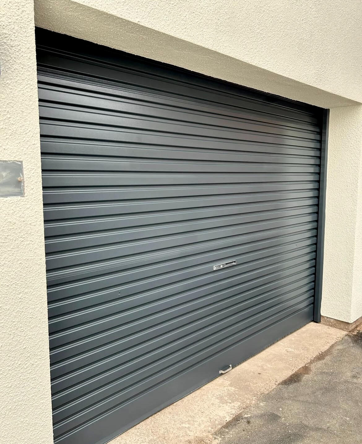 Anthracite grey garage door after specialist garage door spraying in Wolverhampton with a factory-quality finish.